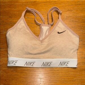 Nike Women's Beige Sports Bra with White Band